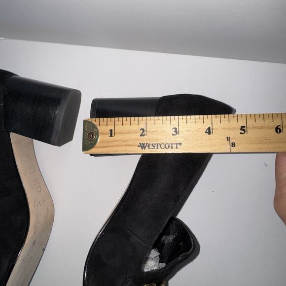 Vis Spiga Women’s Black Suede Block Heel Loafers Size 7 Chain Detail Slip On - Picture 10 of 11